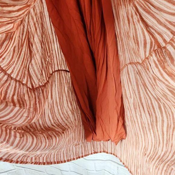 Lulus Womens Rust Striped Rayon Open Back Cutout Maxi Dress Size Medium - Picture 8 of 16